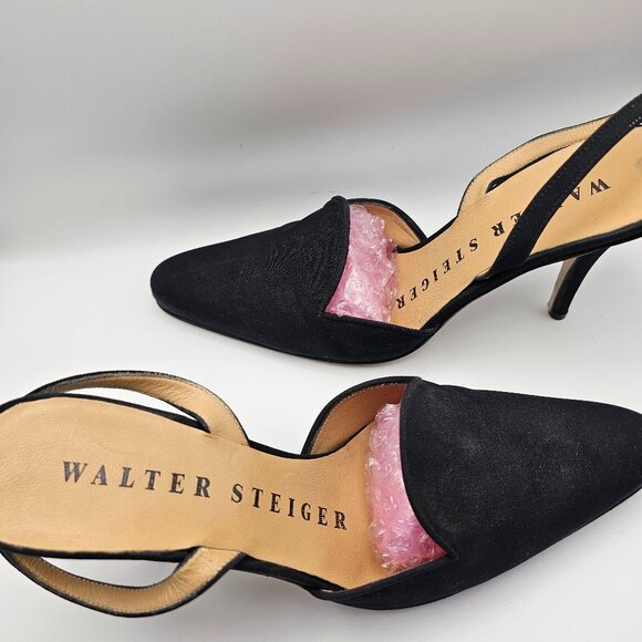 Walter Steiger Women’s Italian Black Slingback Heels – Size 7 - Picture 3 of 8